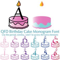 qfd birthday cake monogram font