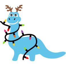 dinosaur and christmas lights