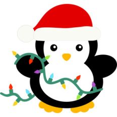 christmas penguin and lights
