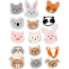 ml sweet animal faces stickers