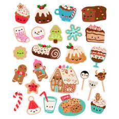 kawaii christmas dessert stickers