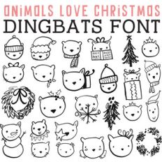 cg animals love christmas dingbats