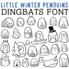 cg little winter penguins dingbats