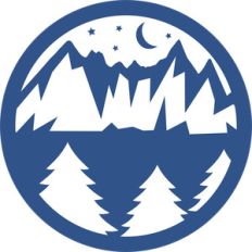 mountain and trees circle