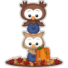 autumn stacked owls sticker