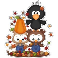 autumn owl friends sticker