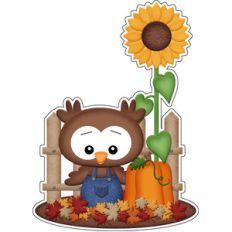 autumn owl with fence sticker