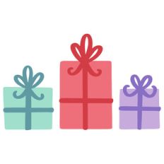 trio of gifts with bows
