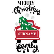 merry christmas red truck family sign