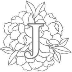 monogram floral letter j