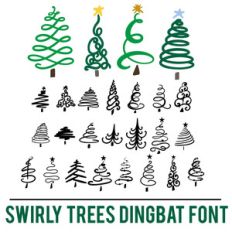 swirly christmas trees dingbat font