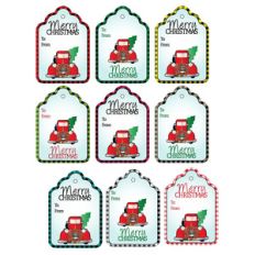 buffalo plaid tags w/vintage red truck tags