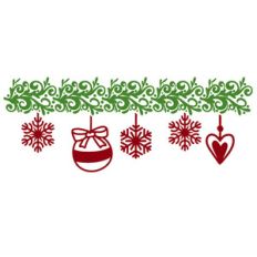 winter border with snowflakes and ornaments