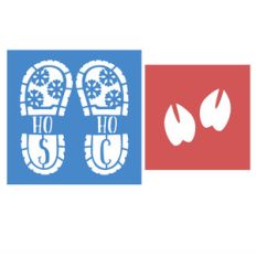 santa and reindeer footprints stencil