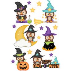 halloween witch owl stickers