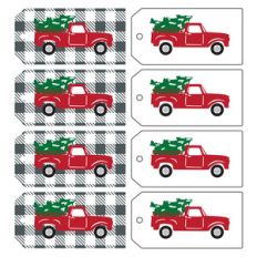 red truck print and cut tags