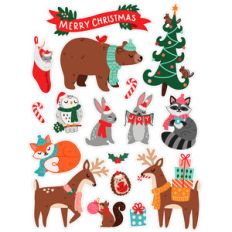 christmas woodland animal stickers