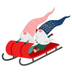 christmas gnomes sledding