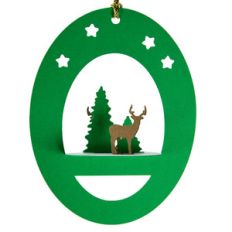 forest deer 3d oval hanging ornament