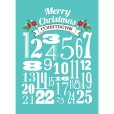 advent modern numbers print 8x10 blue