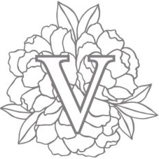 floral monogram letter v
