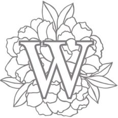 floral monogram letter w