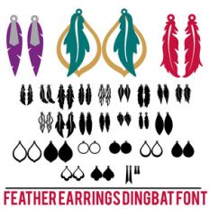 feather earrings dingbat font