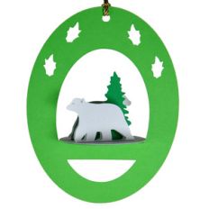 winter polar bear 3d oval hanging ornament
