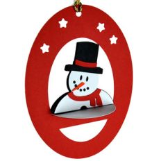 snowman 3d oval hanging ornament