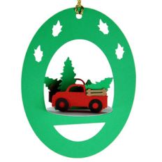 tree truck 3d oval hanging ornament