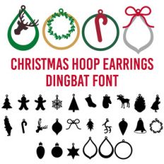 christmas hoop earrings dingbat font