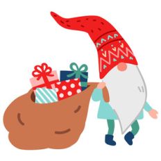 gnome with bag for christmas presents