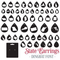 usa state earrings dingbat font