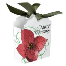 merry christmas red poinsettia tag gift box