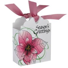 season’s greetings pink poinsettia tag gift box