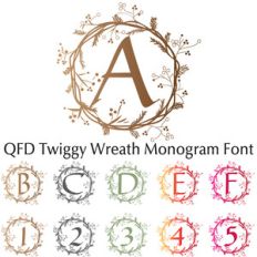 qfd twiggy wreath monogram font