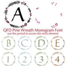 qfd pine wreath monogram font