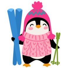penguin with skis