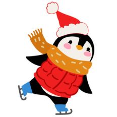 penguin skating with santa hat