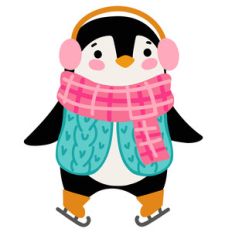 penguin skating with earmuffs
