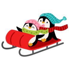 penguins sledding