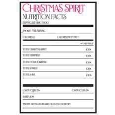 christmas spirit nutrition label