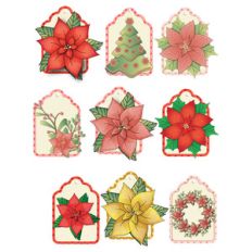 poinsettia christmas tags