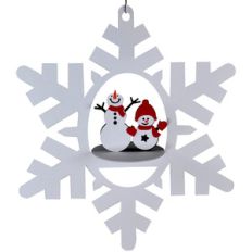 snowmen snowflake 3d oval hanging ornament