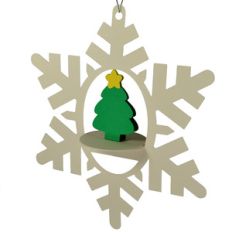 little christmas tree snowflake 3d oval hanging ornament