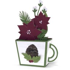 box card poinsettia teacup