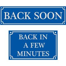back soon sign