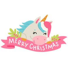 unicorn merry christmas banner