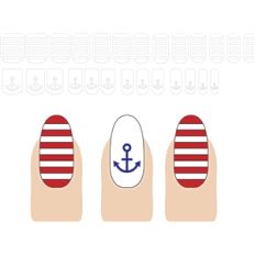 nail design: stripes and anchors