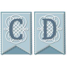 pennant flourish card letters c d